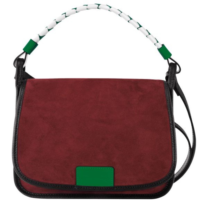 Burgundy / Black / Green Longchamp Le Foulonne M Men's Crossbody Bags | 35491-UPOR