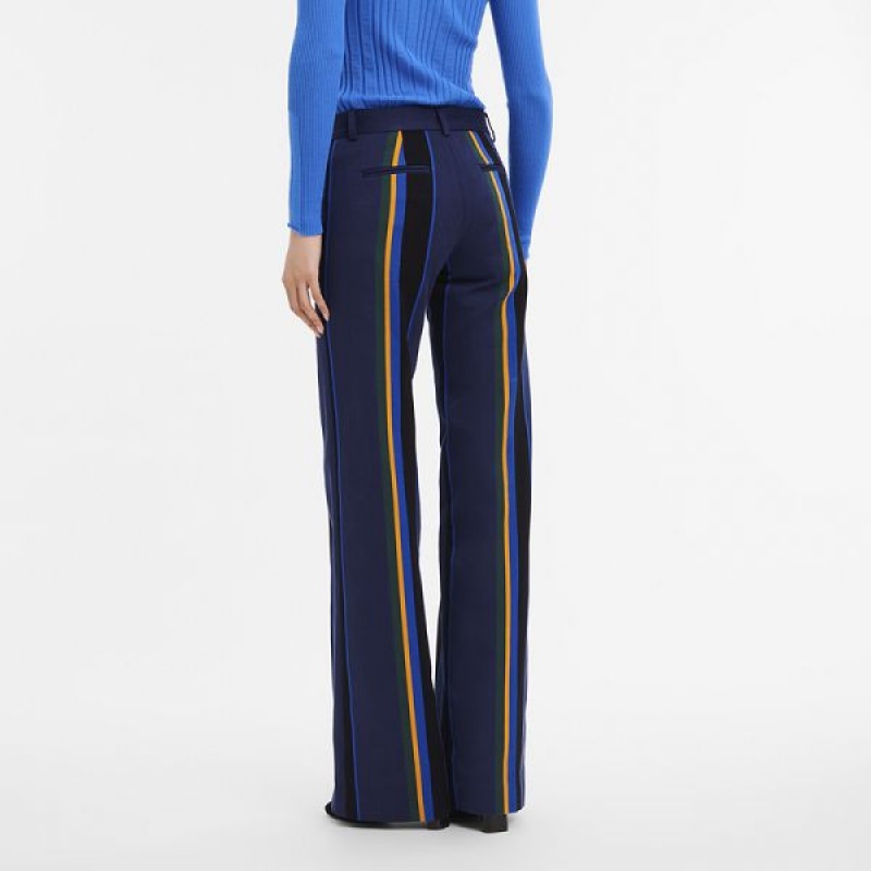 Deep Blue Longchamp Gabardine Women's Trousers | 12473-QXYG