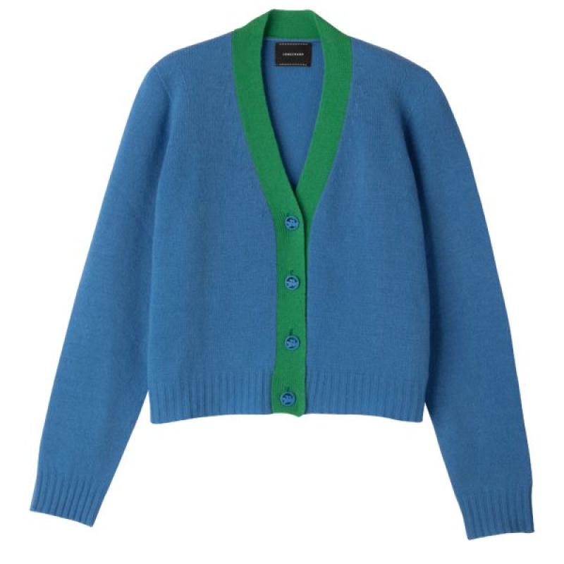 Deep Blue Longchamp Knit Women\'s Cardigan | 98215-ENQG