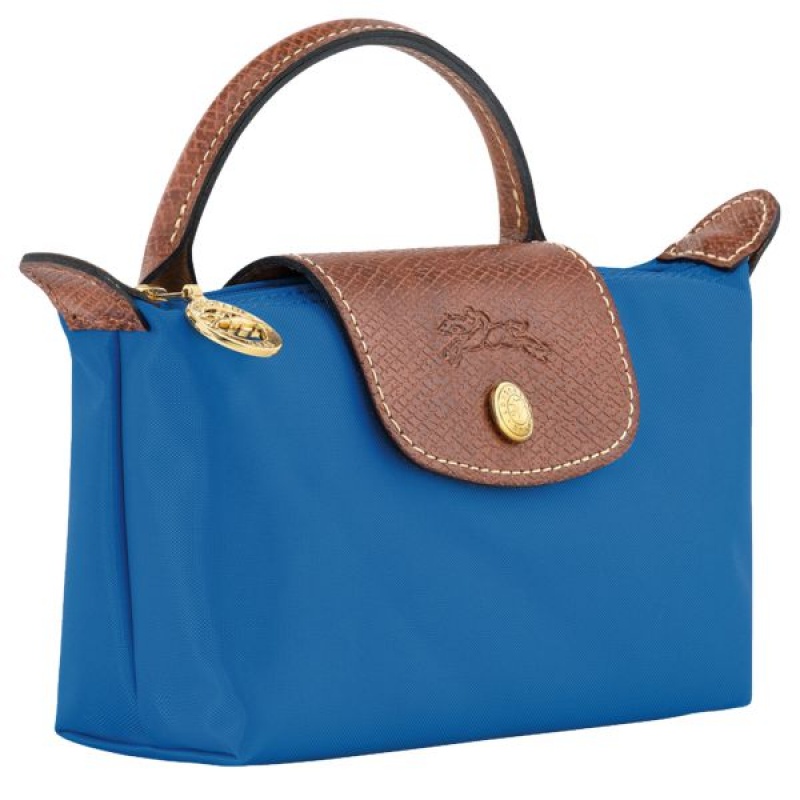 Deep Blue Longchamp Le Pliage Original With Handle Men's Pouches | 24698-WLMS