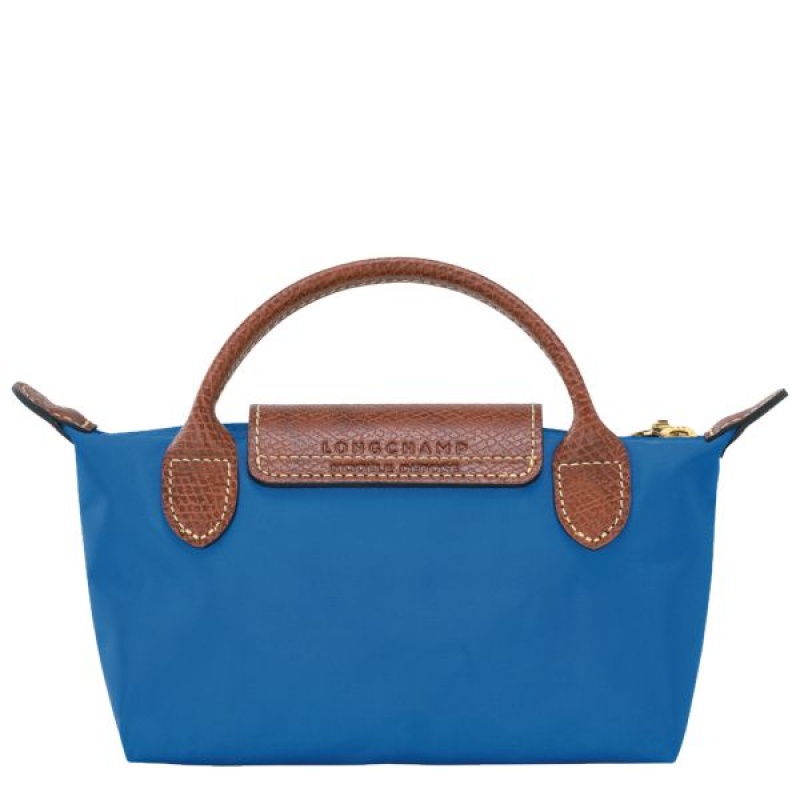 Deep Blue Longchamp Le Pliage Original With Handle Men's Pouches | 24698-WLMS