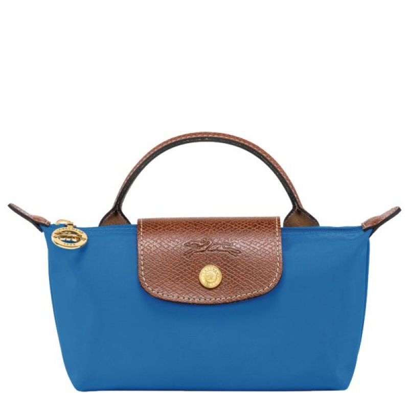 Deep Blue Longchamp Le Pliage Original With Handle Women\'s Pouches | 18625-KYRH