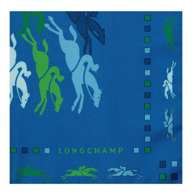 Deep Blue Longchamp Tres Paris Silk 70 Women's Scarf | 35186-HPYA