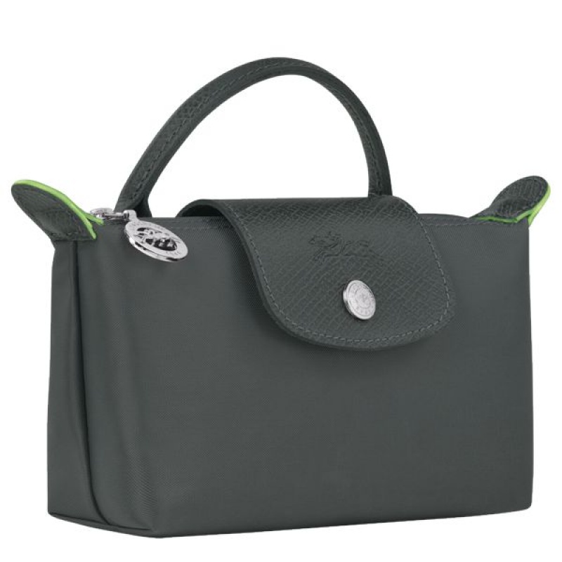 Deep Grey Longchamp Le Pliage With Handle Women's Pouches | 60574-DOER