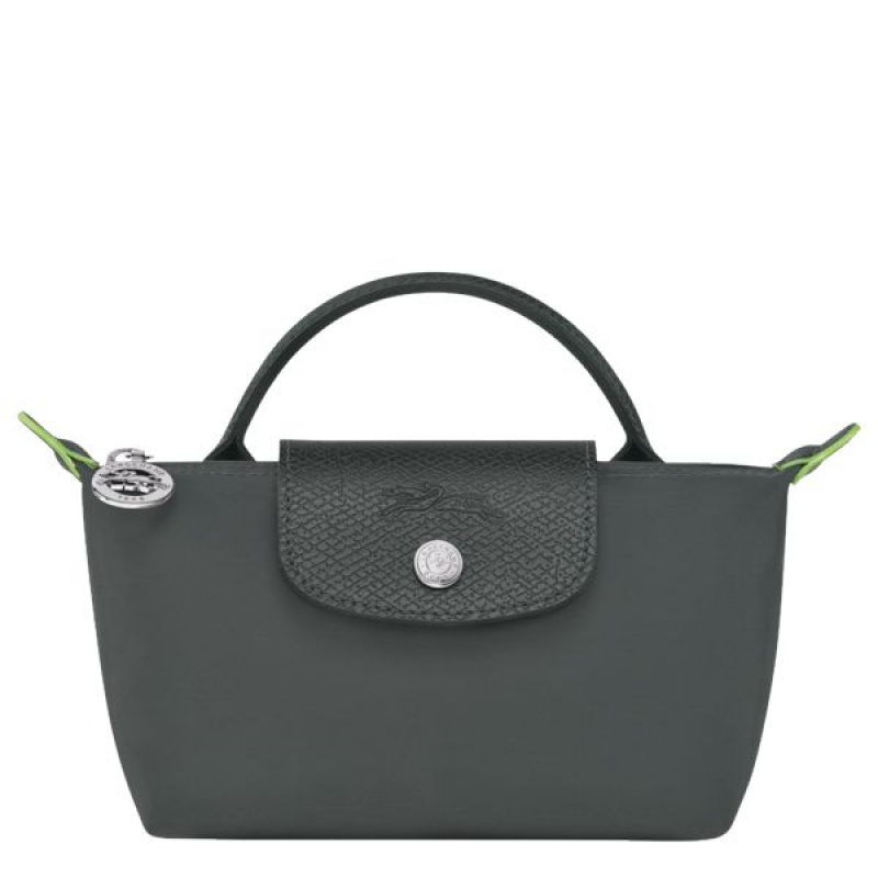 Deep Grey Longchamp Le Pliage With Handle Women\'s Pouches | 60574-DOER