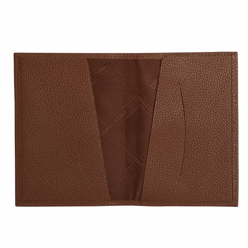 Gold / Brown Longchamp Le Foulonne Women's Passport Holder | 69807-JKLO