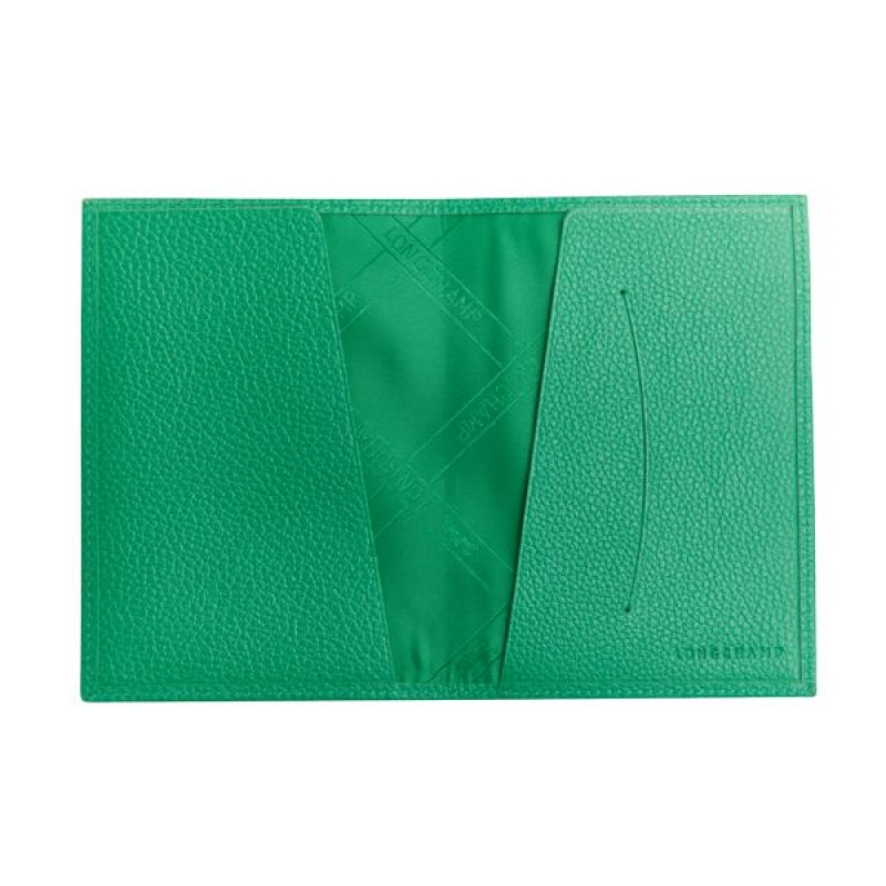 Gold / Green Longchamp Le Foulonne Men's Passport Holder | 02648-PATD