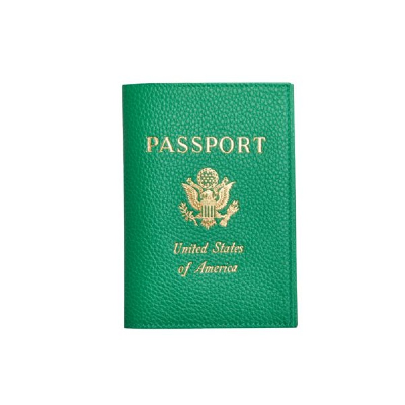 Gold / Green Longchamp Le Foulonne Men\'s Passport Holder | 02648-PATD