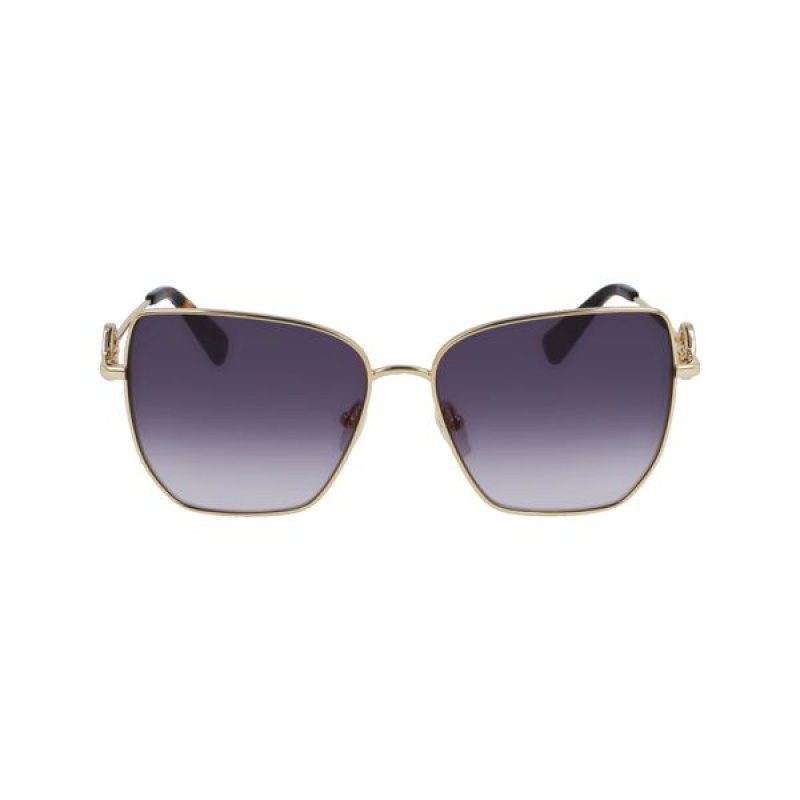 Gold / Purple Longchamp Acetate Women\'s Sunglasses | 72364-BLSV