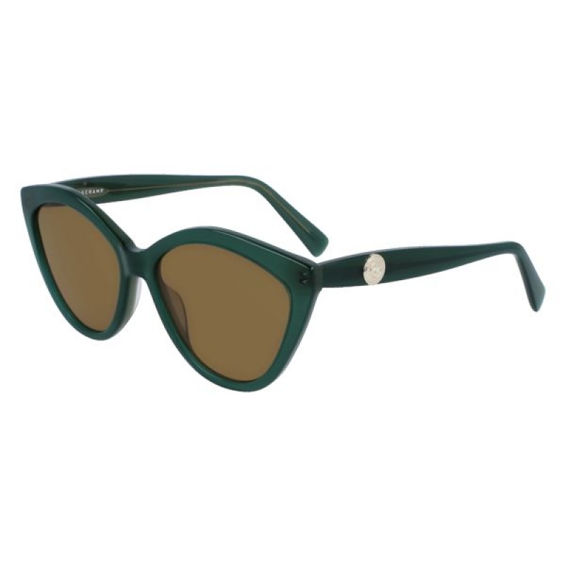 Green Longchamp Acetate Women's Sunglasses | 49076-WBGU