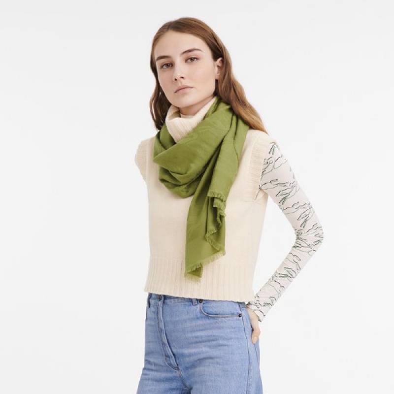 Green Longchamp Chevaux Jacquard Women's Scarf | 02654-ZFSQ