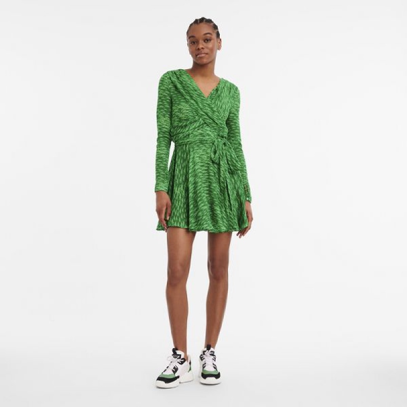 Green Longchamp Crepe Women's Dress | 34102-NUVX