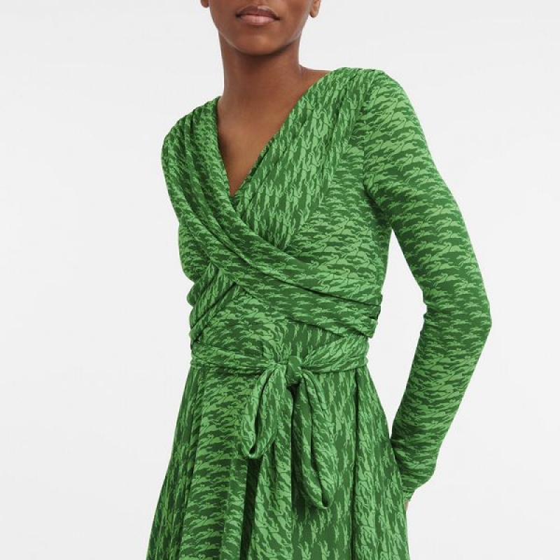 Green Longchamp Crepe Women's Dress | 34102-NUVX