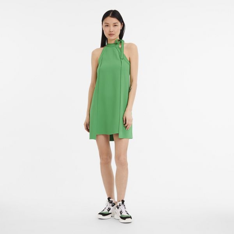 Green Longchamp Crepe Women's Dress | 68521-HZNQ