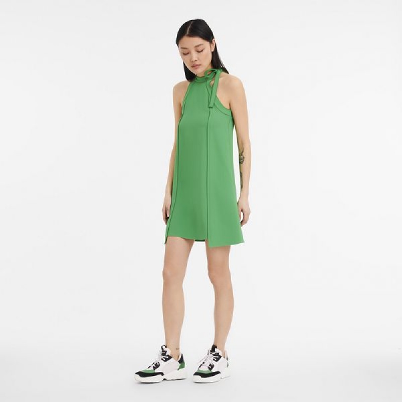 Green Longchamp Crepe Women's Dress | 68521-HZNQ