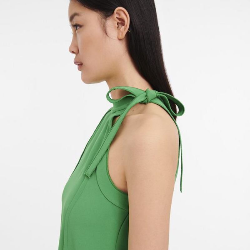 Green Longchamp Crepe Women's Dress | 68521-HZNQ