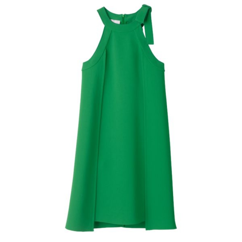 Green Longchamp Crepe Women\'s Dress | 68521-HZNQ