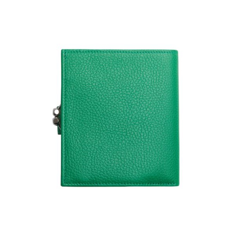 Green Longchamp Le Foulonne Compact Women's Wallets | 07946-UKAO