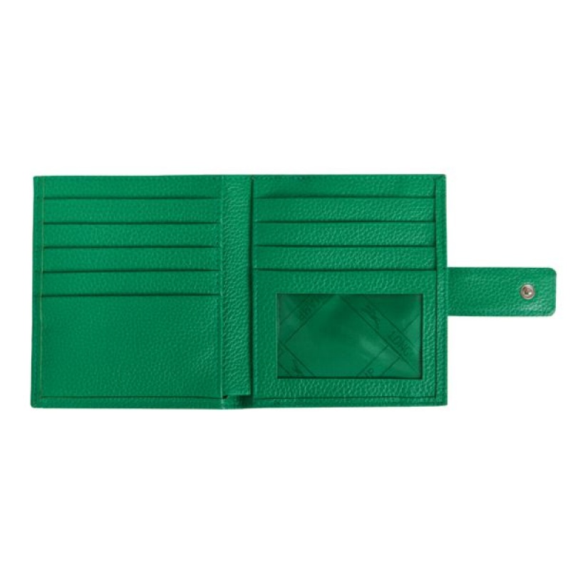 Green Longchamp Le Foulonne Compact Women's Wallets | 07946-UKAO