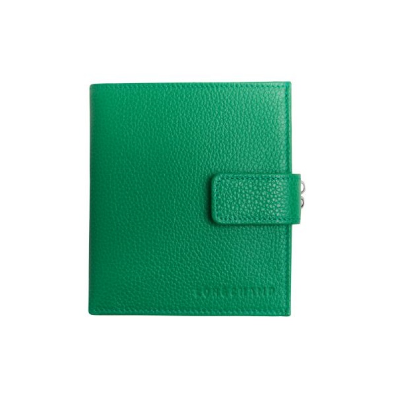 Green Longchamp Le Foulonne Compact Women's Wallets | 07946-UKAO