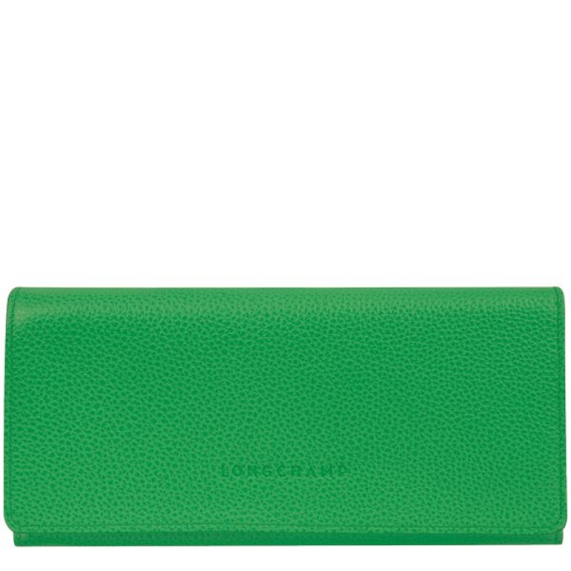 Green Longchamp Le Foulonne Continental Women's Wallets | 86714-OXPK