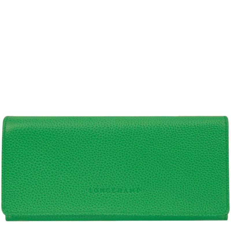 Green Longchamp Le Foulonne Continental Women\'s Wallets | 86714-OXPK