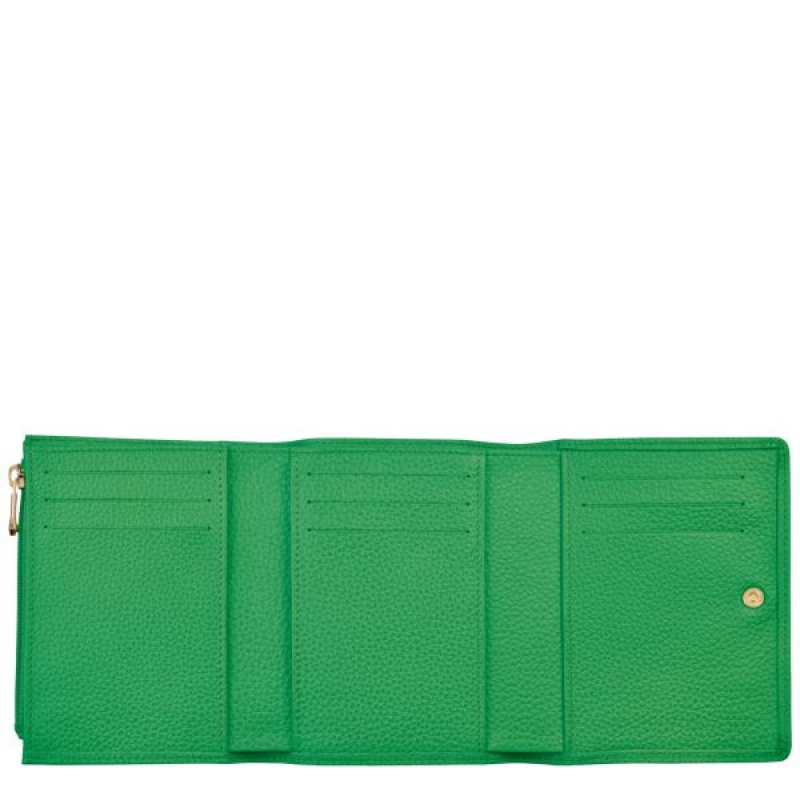 Green Longchamp Le Foulonne Women's Wallets | 20936-AERZ