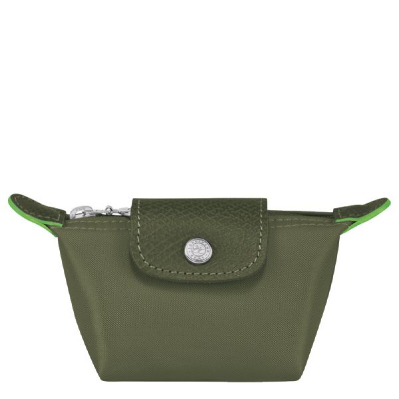 Green Longchamp Le Pliage Men\'s Coin Purses | 65197-PWRI