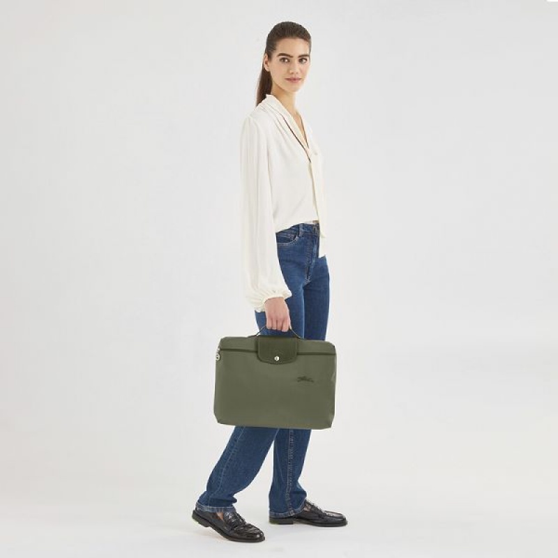 Green Longchamp Le Pliage S Women's Briefcase | 56892-YOEB