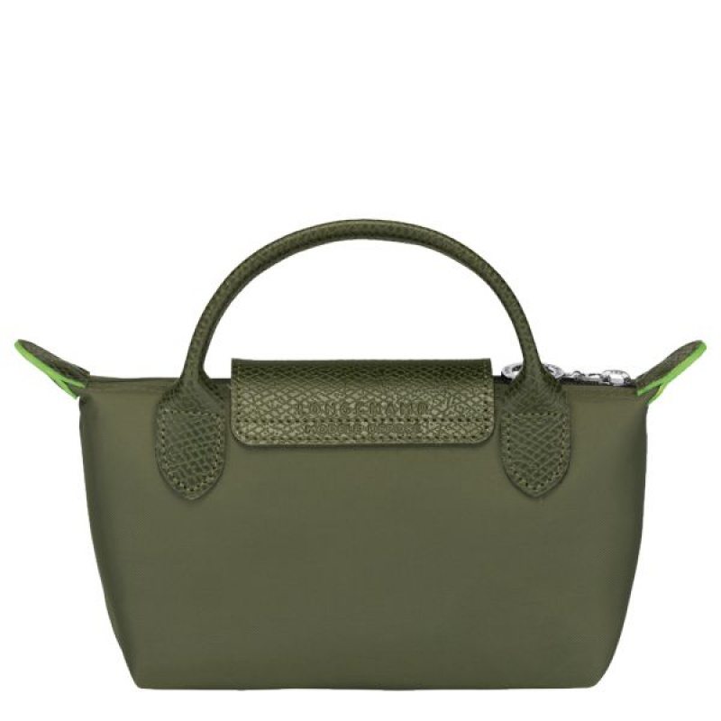 Green Longchamp Le Pliage With Handle Women's Pouches | 60834-XPAC