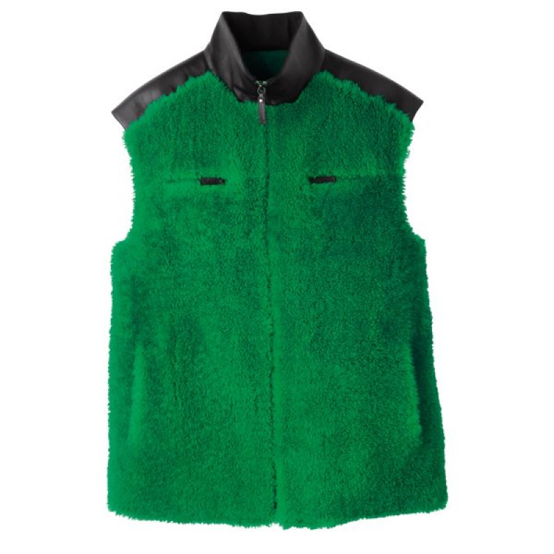 Green Longchamp Sleeveless Women's Cardigan | 43819-IYOH