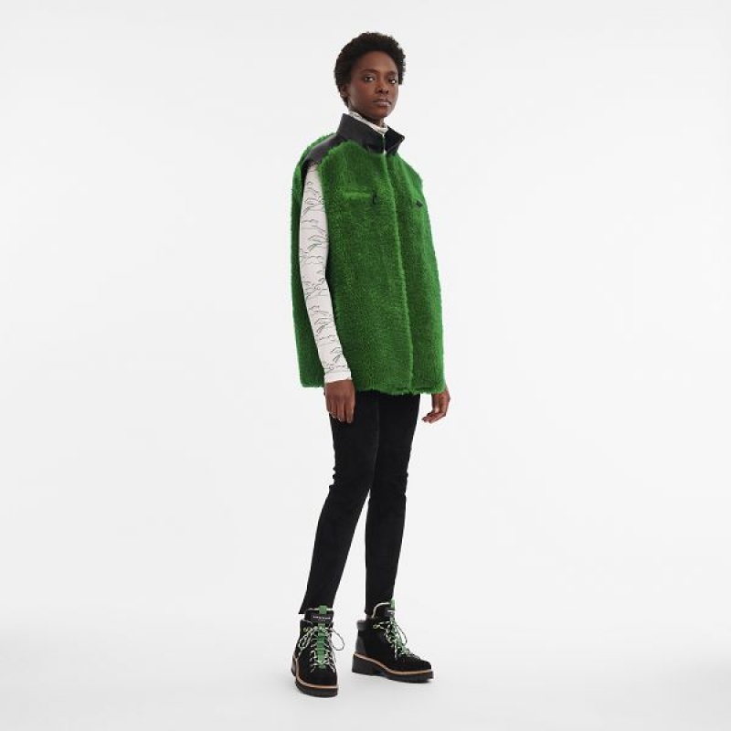 Green Longchamp Sleeveless Women's Cardigan | 43819-IYOH