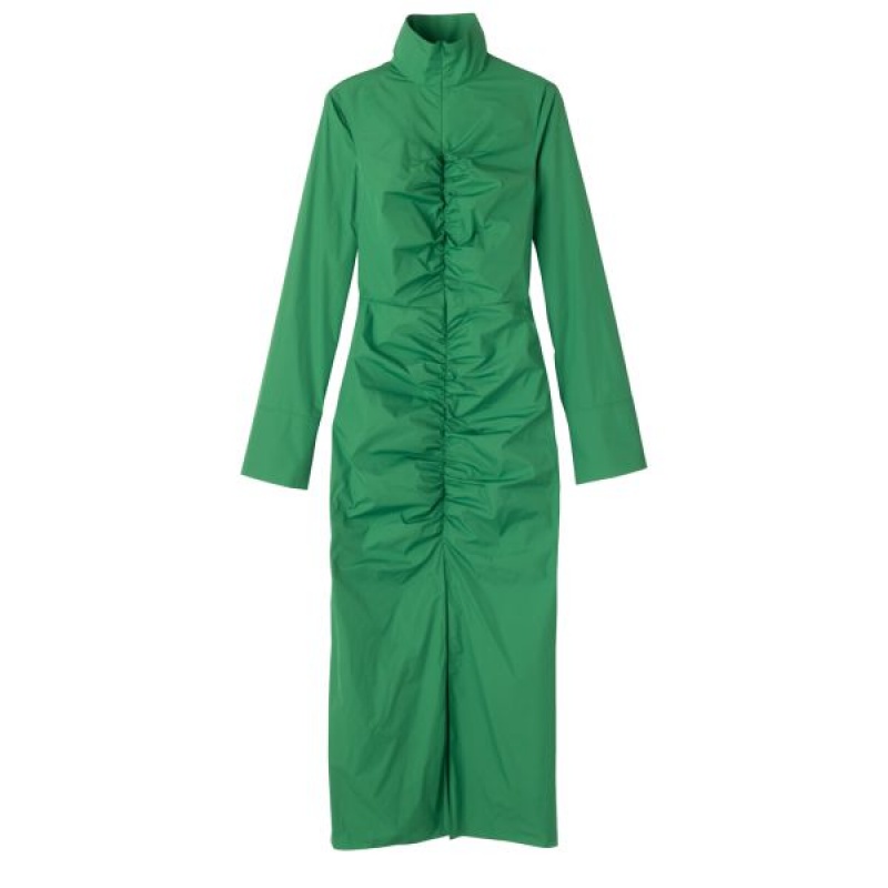 Green Longchamp Taffeta Women's Dress | 61508-LBXW