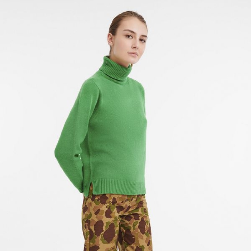 Green Longchamp Turtleneck Women's Sweaters | 76095-WYZK