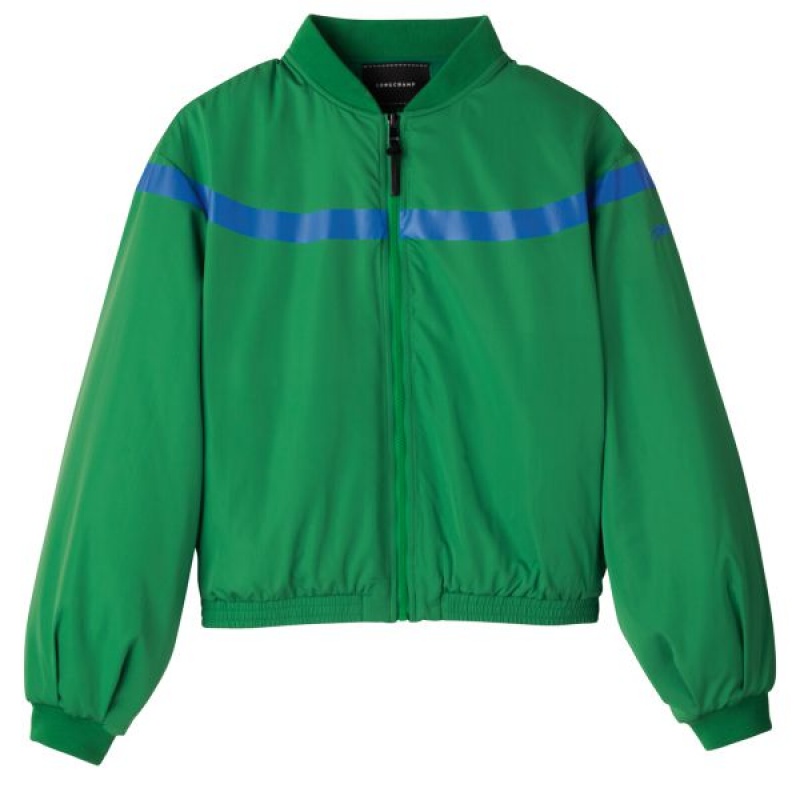 Green / Blue Longchamp Matte Satin Women's Jackets | 25897-IHLC