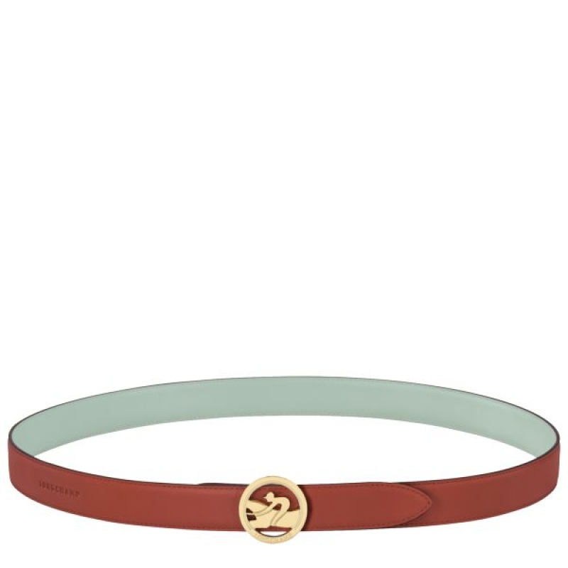 Green / Burgundy Longchamp Box-trot Women's Belts | 95642-KGXN