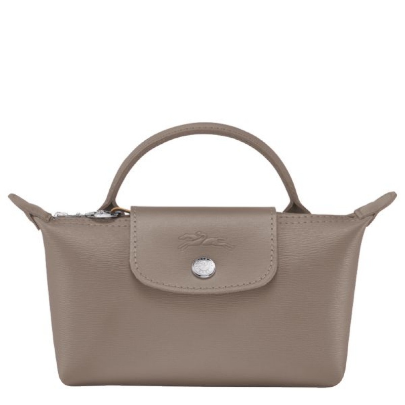 Grey Brown Longchamp Le Pliage City With Handle Women\'s Pouches | 86234-TXRK