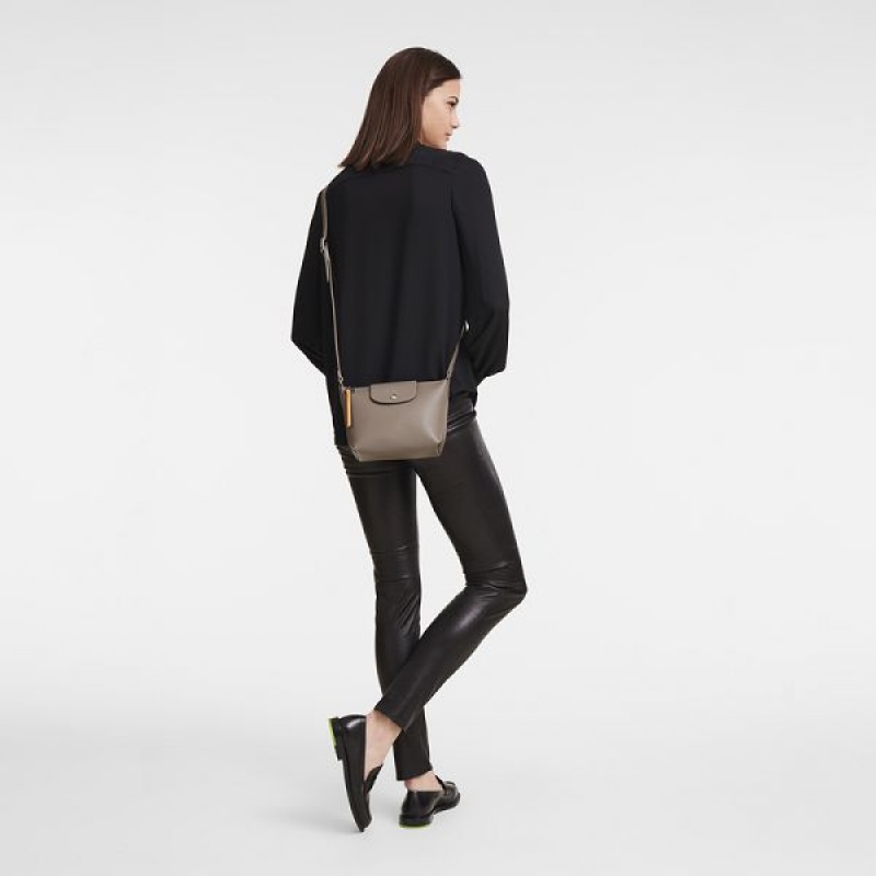 Grey Brown Longchamp Le Pliage City XS Women's Crossbody Bags | 87601-GNZW