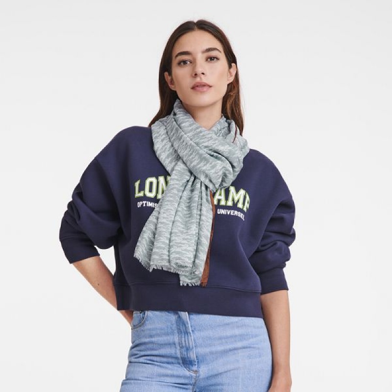 Grey Longchamp Chevaux Women's Scarf | 07152-CYUW