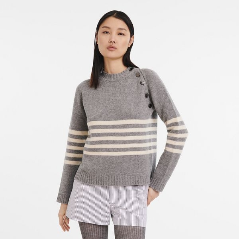 Grey Longchamp Knit Women's Sweaters | 72395-EGSB