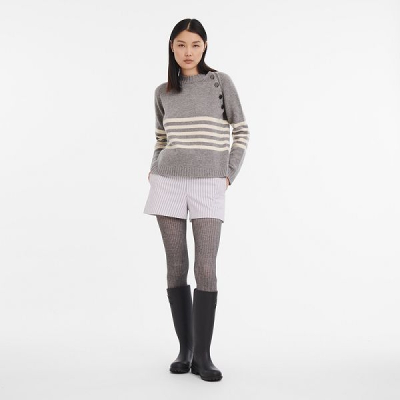 Grey Longchamp Knit Women's Sweaters | 72395-EGSB