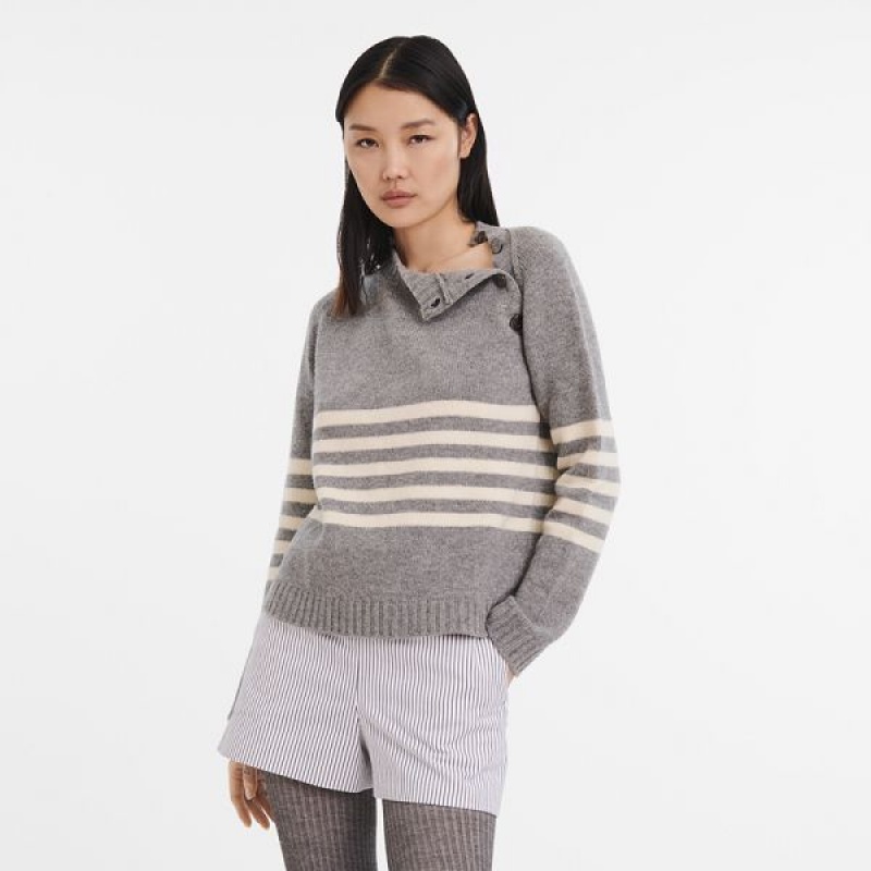 Grey Longchamp Knit Women's Sweaters | 72395-EGSB