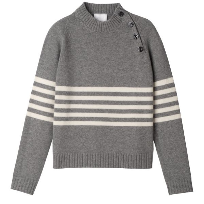 Grey Longchamp Knit Women's Sweaters | 72395-EGSB