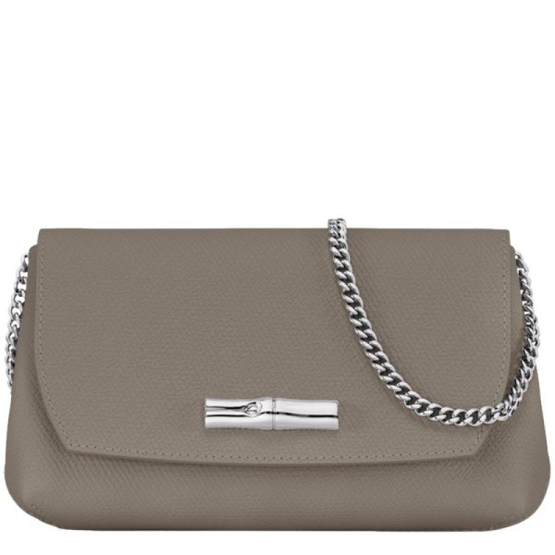 Grey Longchamp Roseau Clutch Women\'s Crossbody Bags | 39578-UKWY