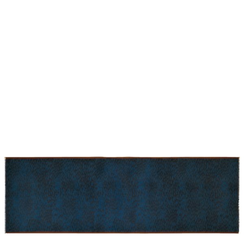 Navy Longchamp Chevaux Men's Scarf | 62743-PXZR