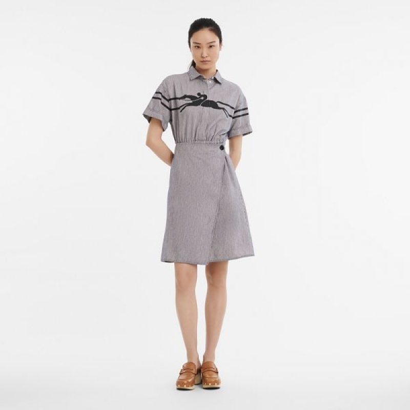 Navy Longchamp Flannel Women's Dress | 21643-VTOJ