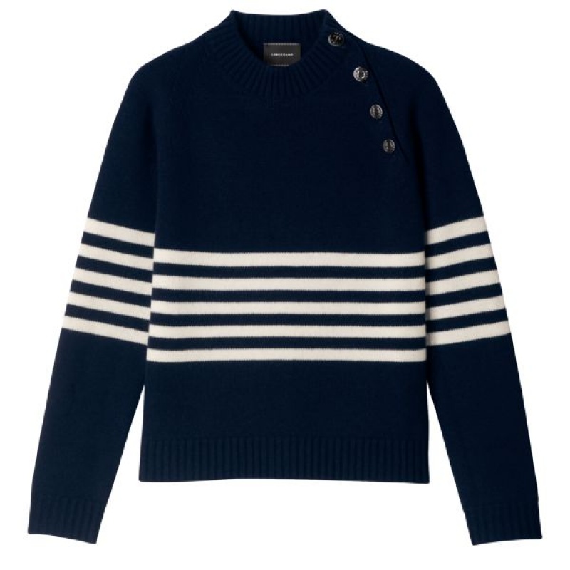 Navy Longchamp Knit Women's Sweaters | 75342-OHNM