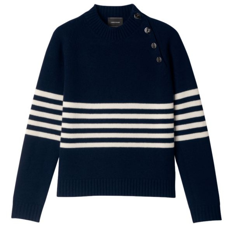 Navy Longchamp Knit Women\'s Sweaters | 75342-OHNM