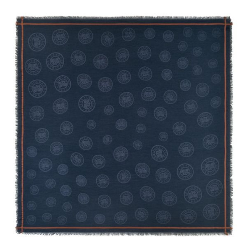 Navy Longchamp La Medaille Men's Scarf | 78324-HKGQ