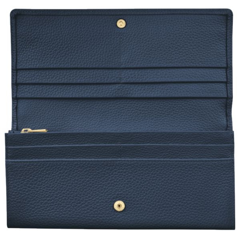 Navy Longchamp Le Foulonne Continental Women's Wallets | 40291-DMAE